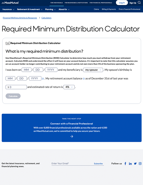 Required Minimum Distribution Calculator - MassMutual